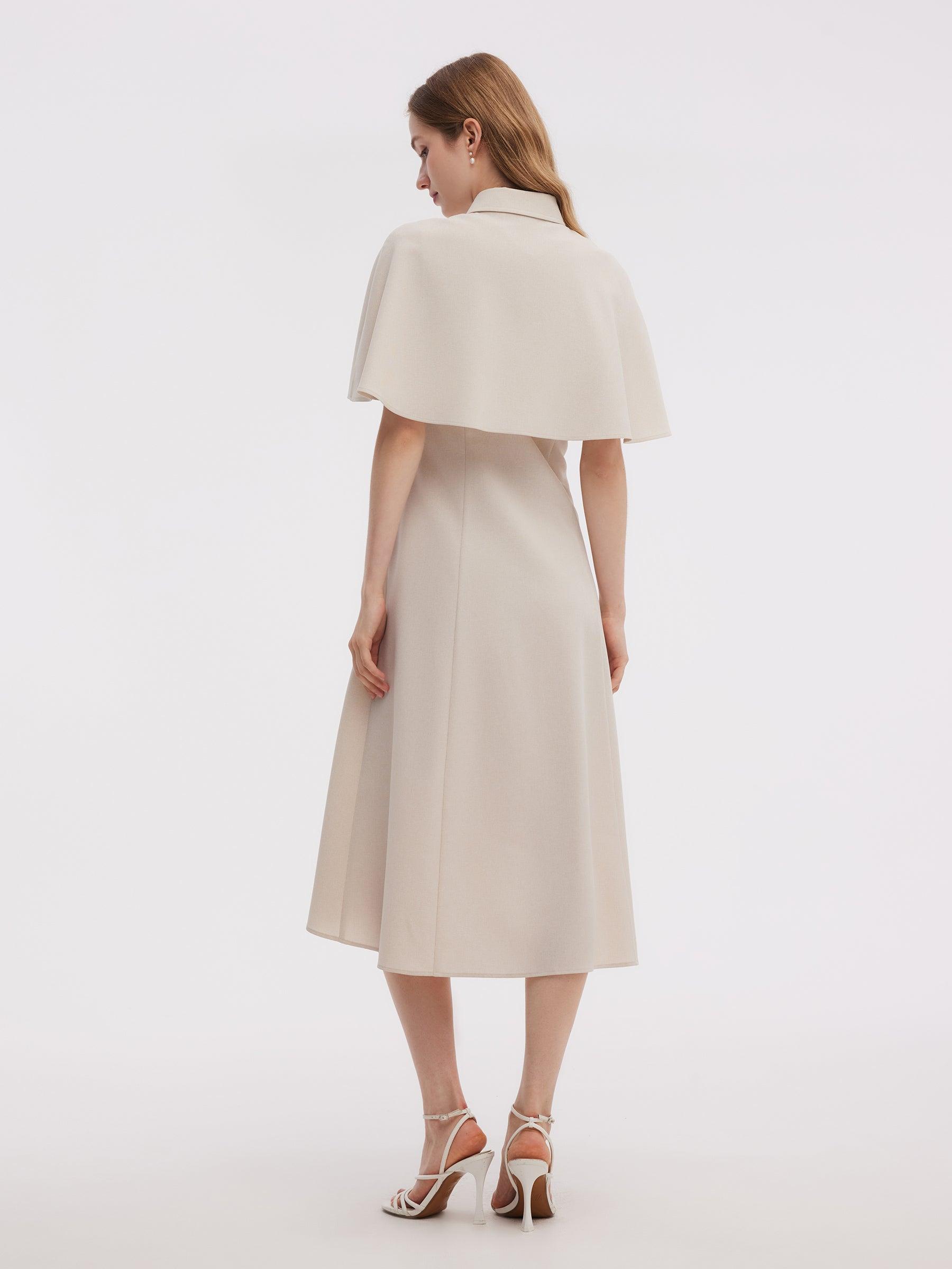 Sleeveless Midi Dress And Detachable Capelet Two-Piece Set Product Image