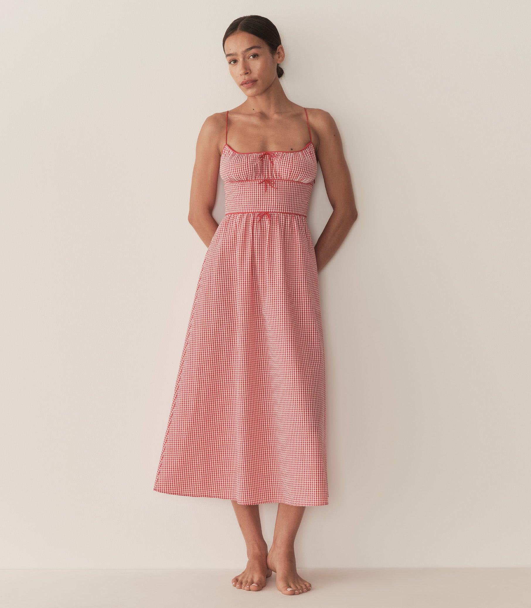 BELLINE DRESS -- ROUGE LA MADDALENA GINGHAM Product Image