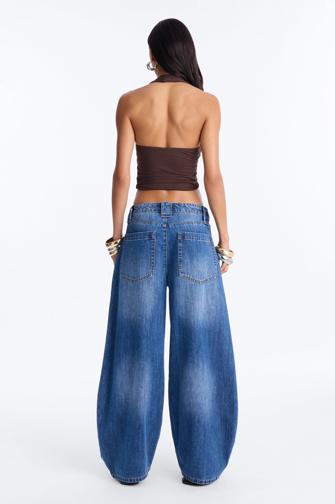 Torrance Loose Fit Stretch Barrel Jeans - Dark Wash Female Product Image
