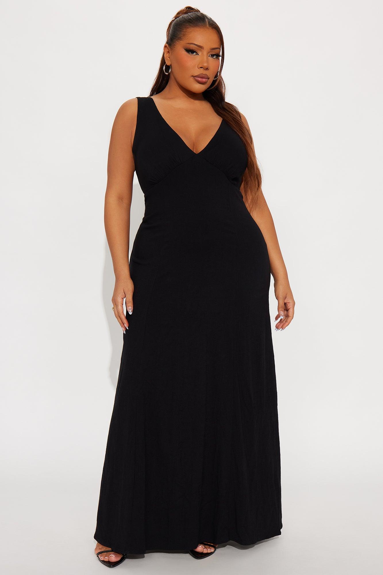 Daniella Stretch Linen Maxi Dress - Black Female Product Image