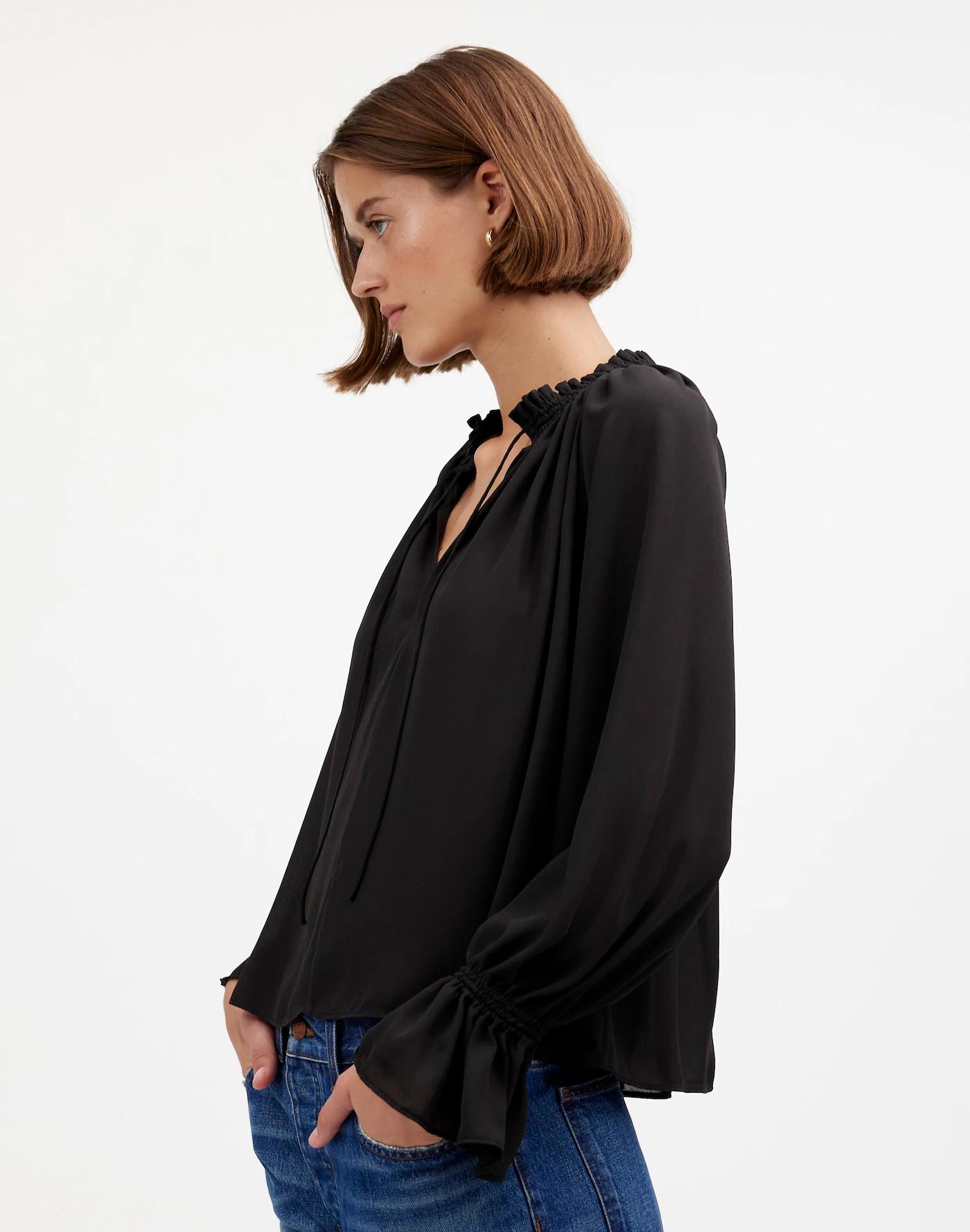 Long-Sleeve Tie-Neck Top Product Image