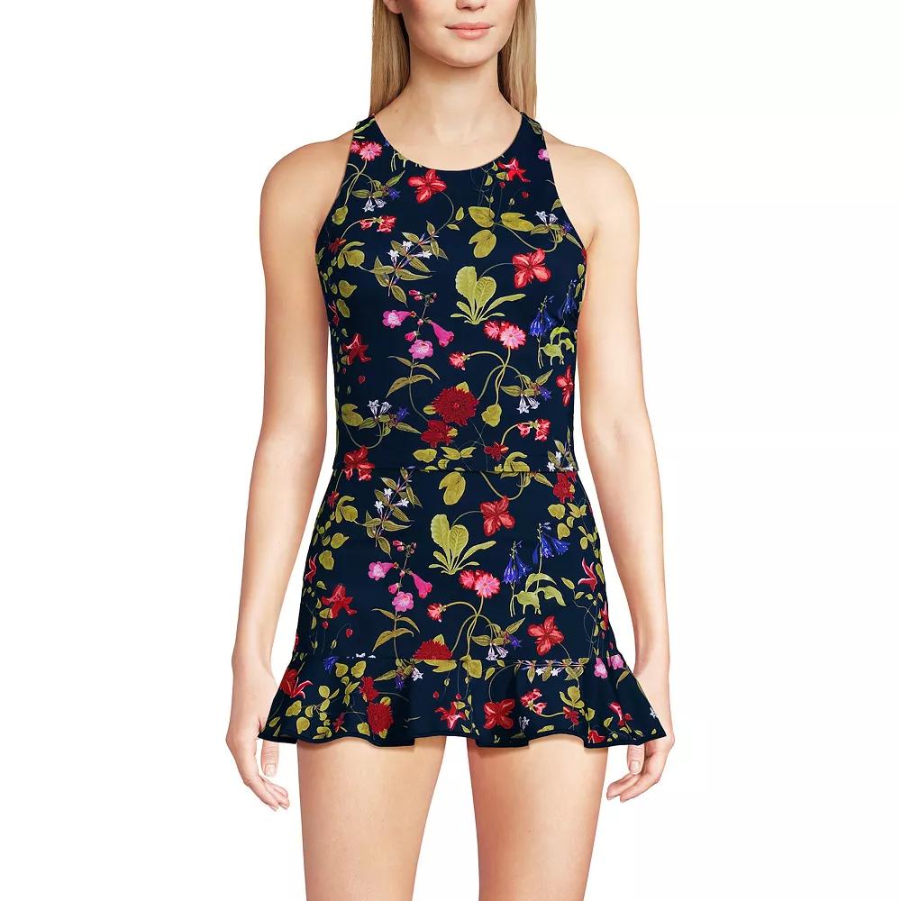Women's Lands' End High Neck Racerback Tankini Top, Size: 2, Garden Floral Product Image