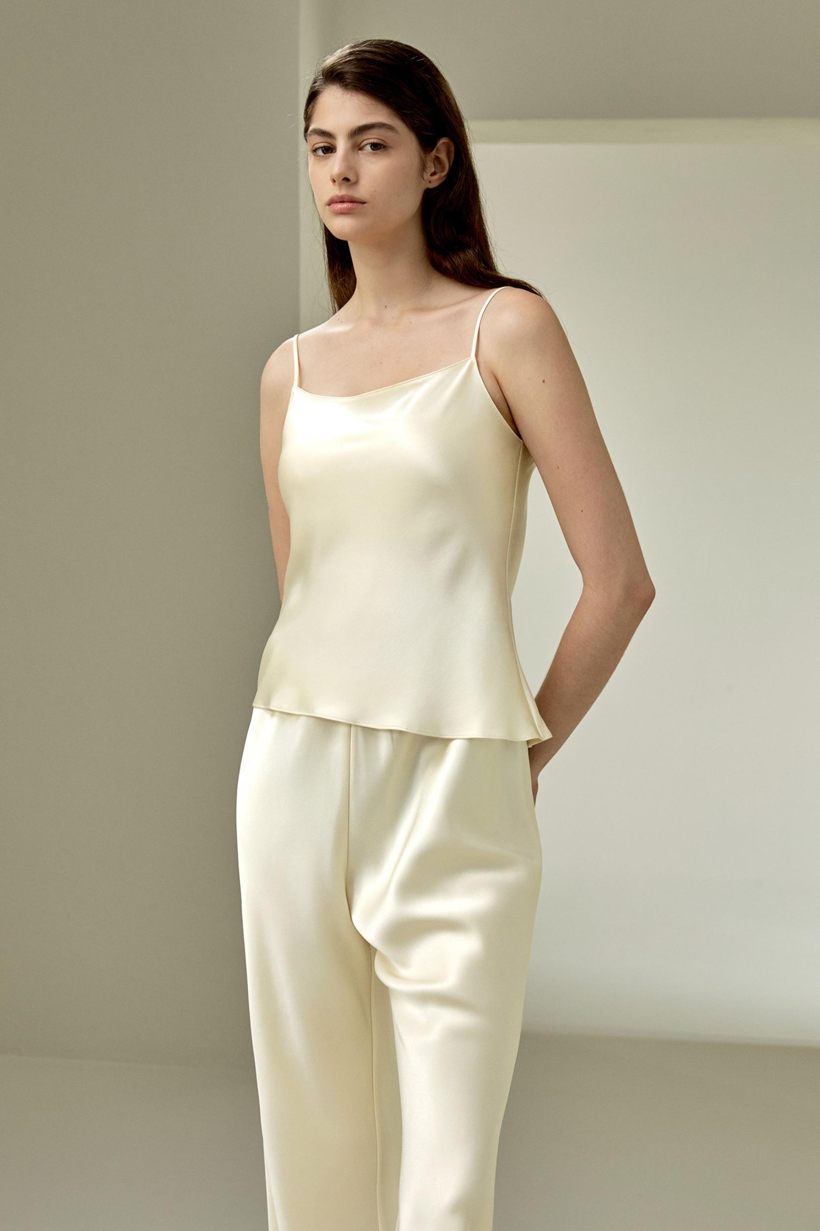 LILYSILK Womens Silk Camisole Tops - Midnight Blue Heavy Silk - Chic Double-Faced Top Petite XS Product Image