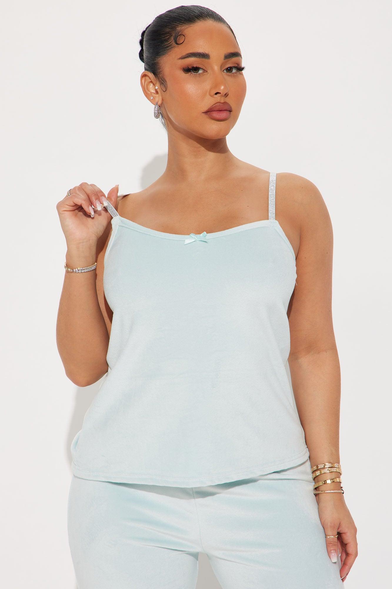 Snooze Queen Velour PJ Pant Set - Light Blue Product Image