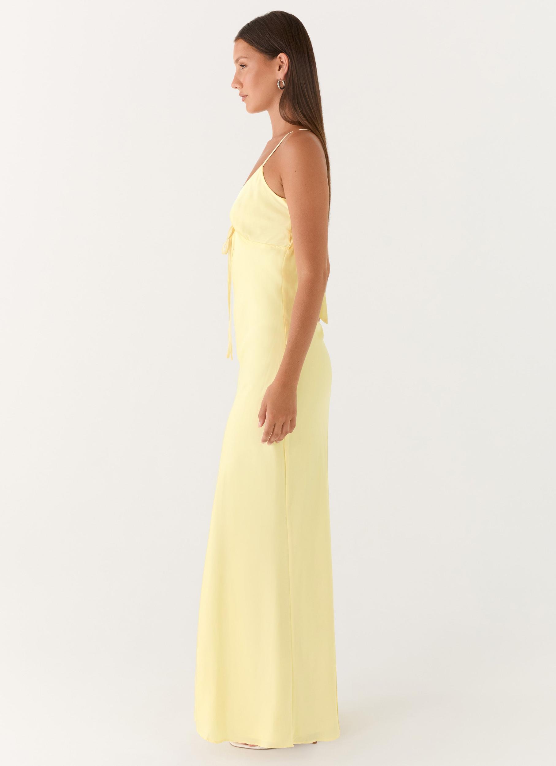 Flora Satin Maxi Dress - Lemon Product Image