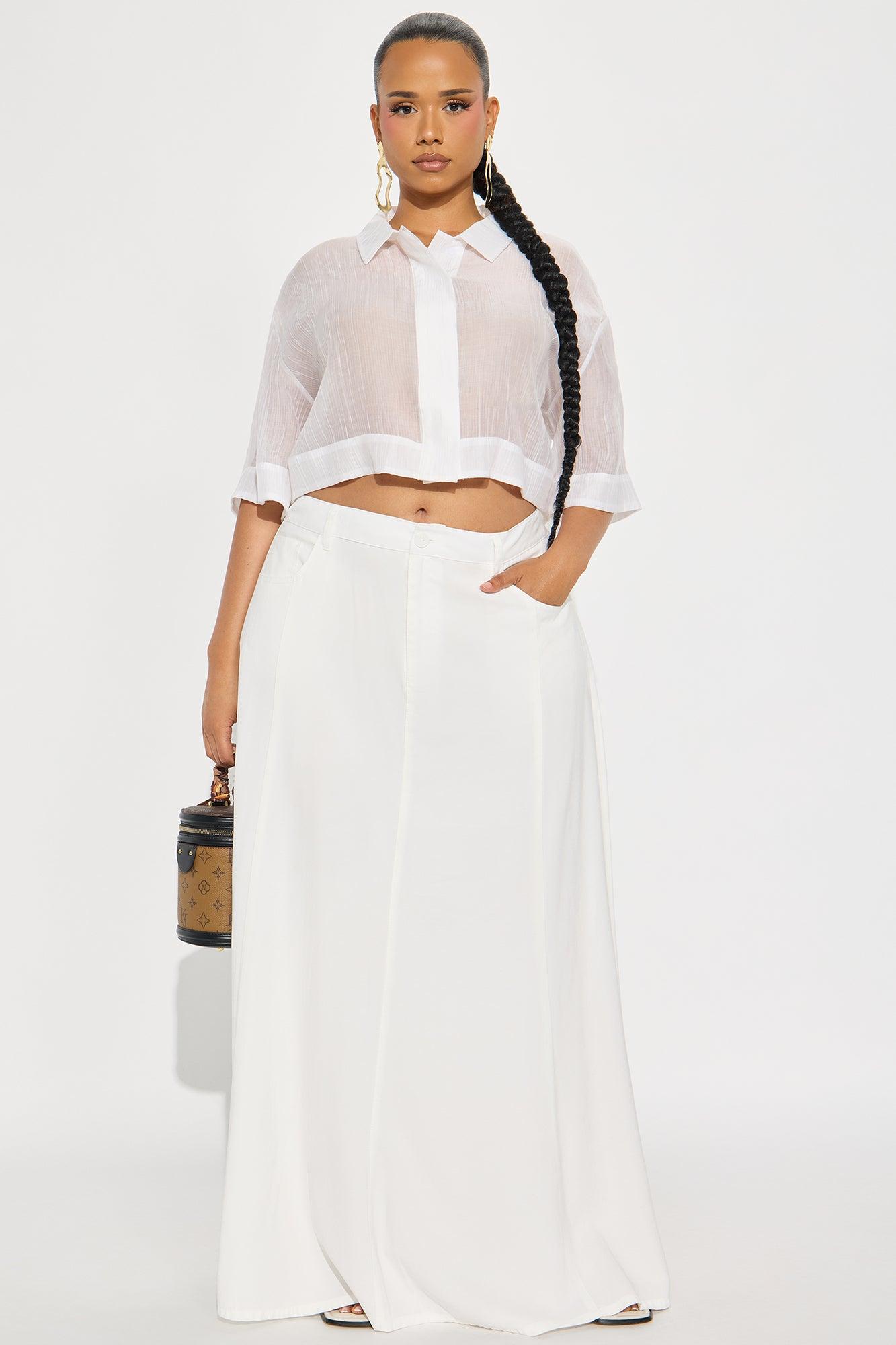 Harlow Maxi A Line Pleated Rayon Blend Skirt - Ivory Female Product Image