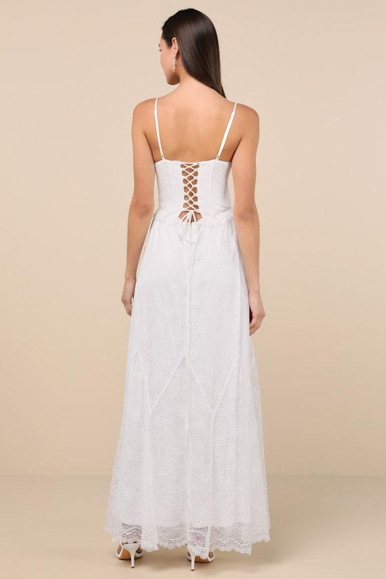 Bia White Lace Bustier Maxi Dress Product Image