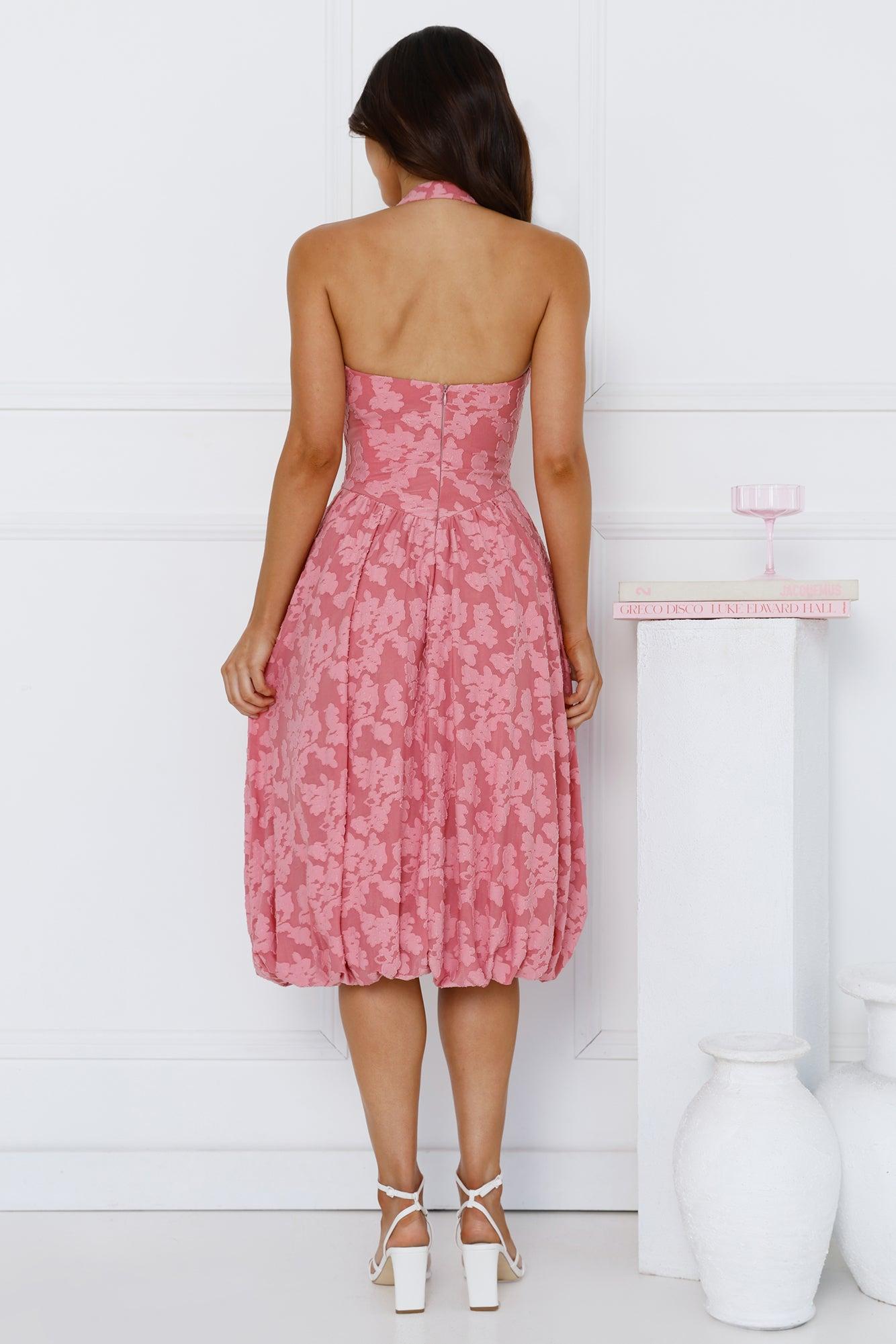 Soul Goals Halter Midi Dress Pink Product Image