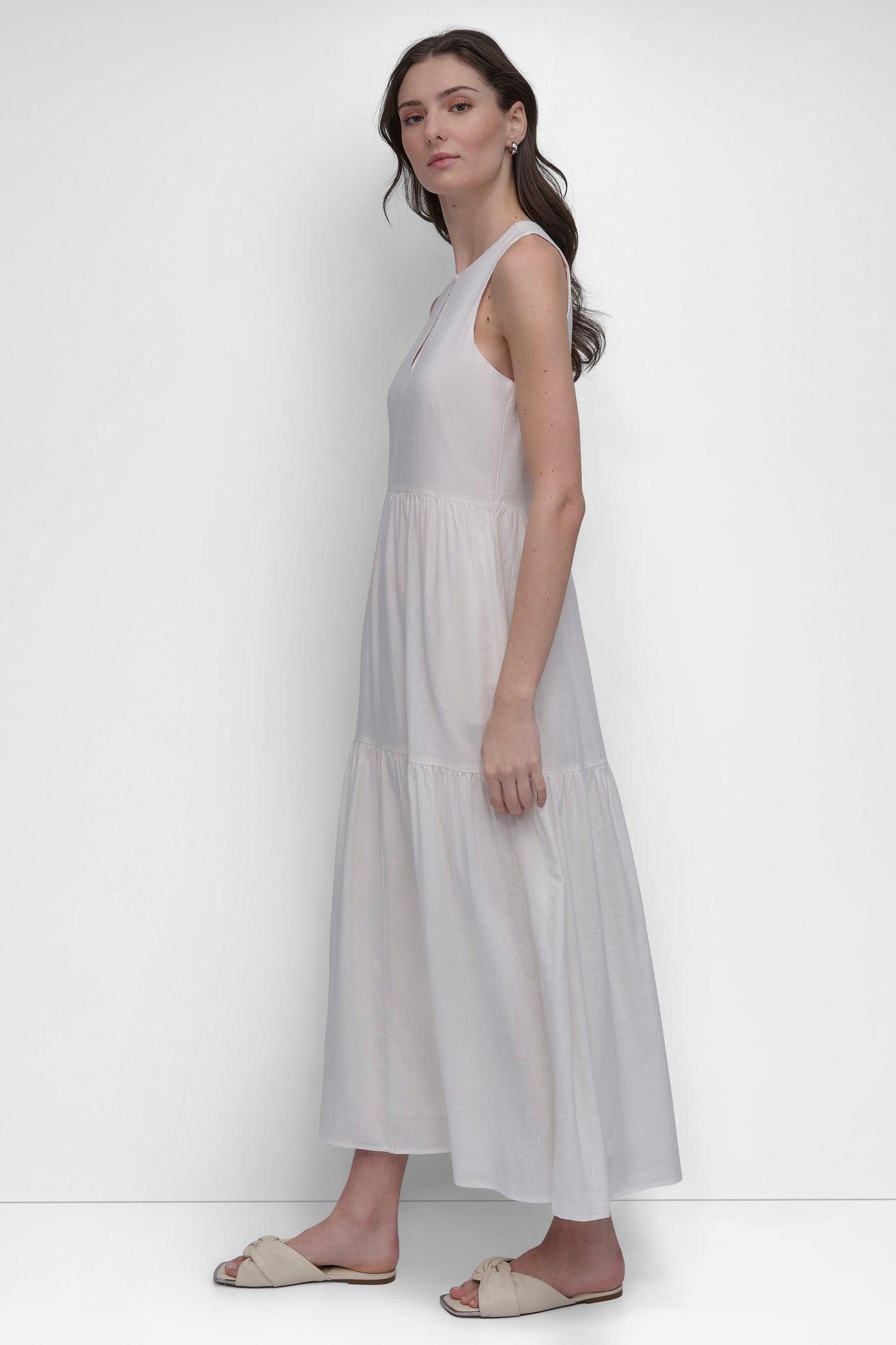 LINEN SLEEVELESS TIERED MAXI Product Image