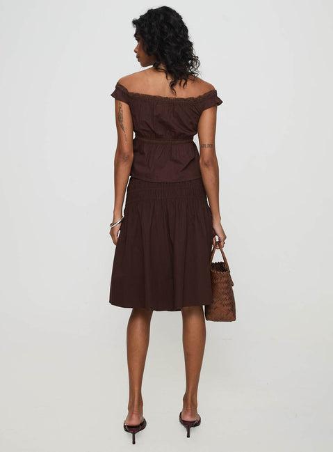 Neleta Midi Skirt Brown Product Image