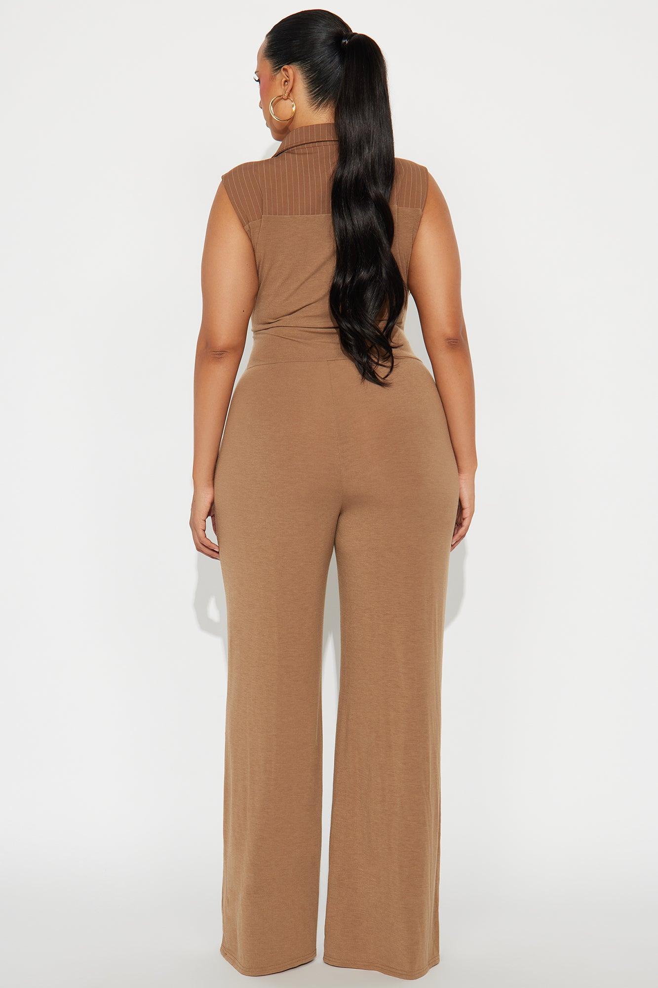 In My Best Sleeveless Wide Leg Jumpsuit - Taupe Female Product Image