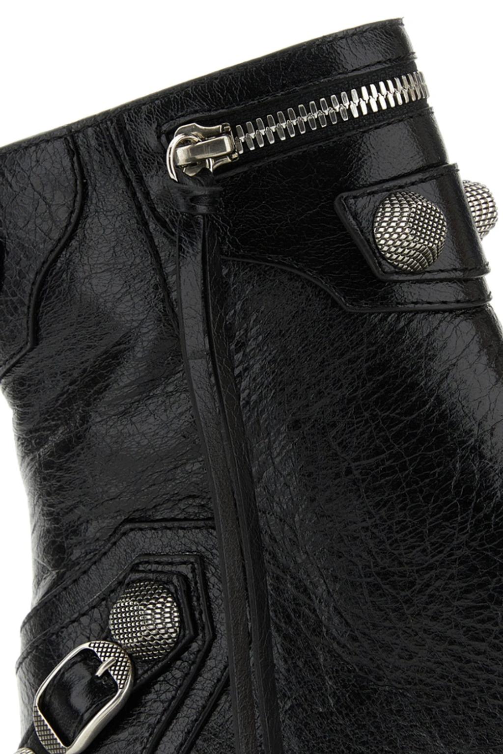 BALENCIAGA Womens Cagole Lambskin Buckle Zip Ankle Booties In Black Product Image