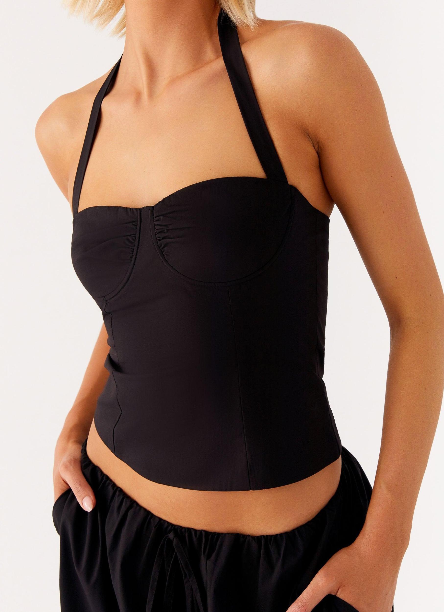 Cheryl Bustier Halter Top - Black Product Image
