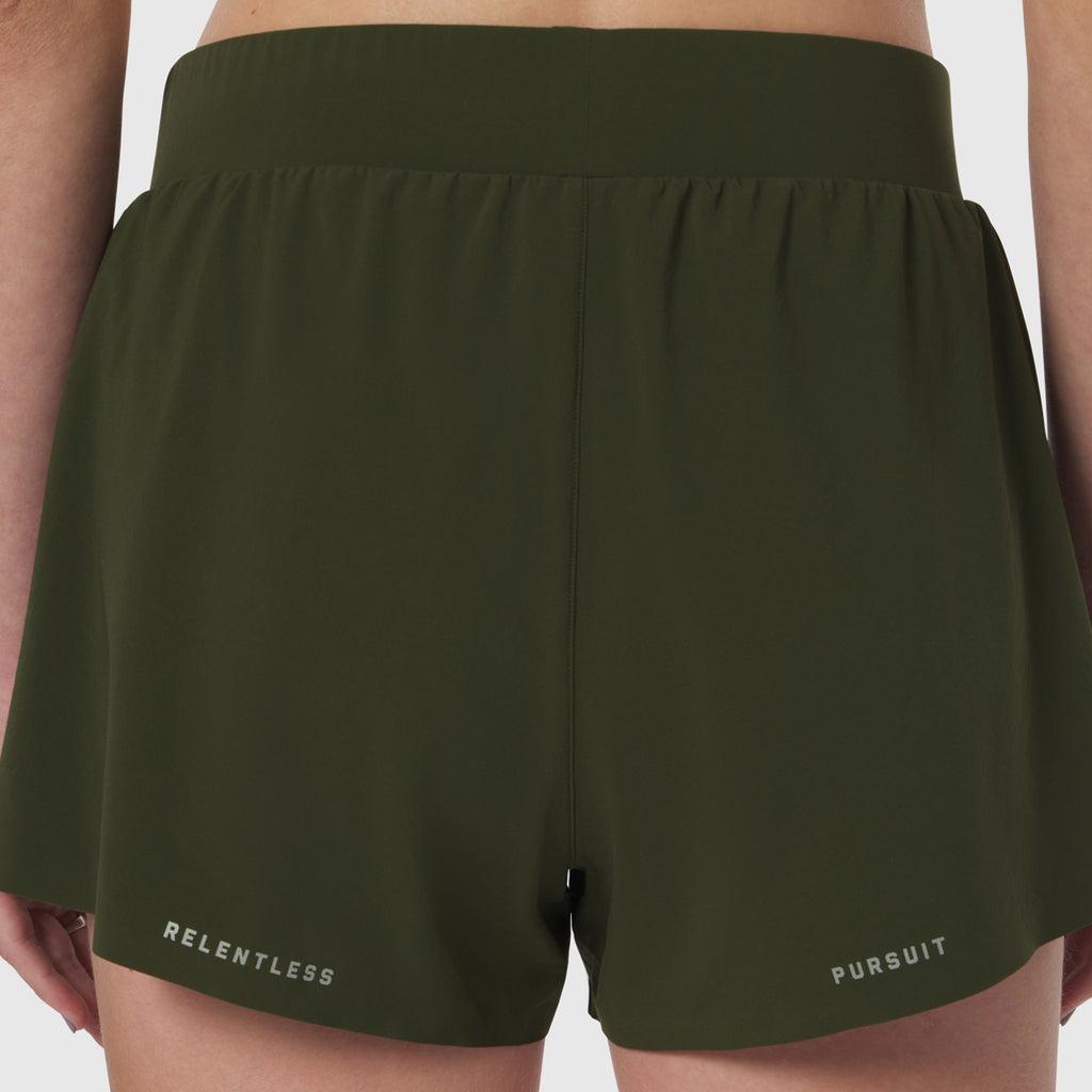 W026. Aerotex™ Side Split Run Short - Olive Product Image
