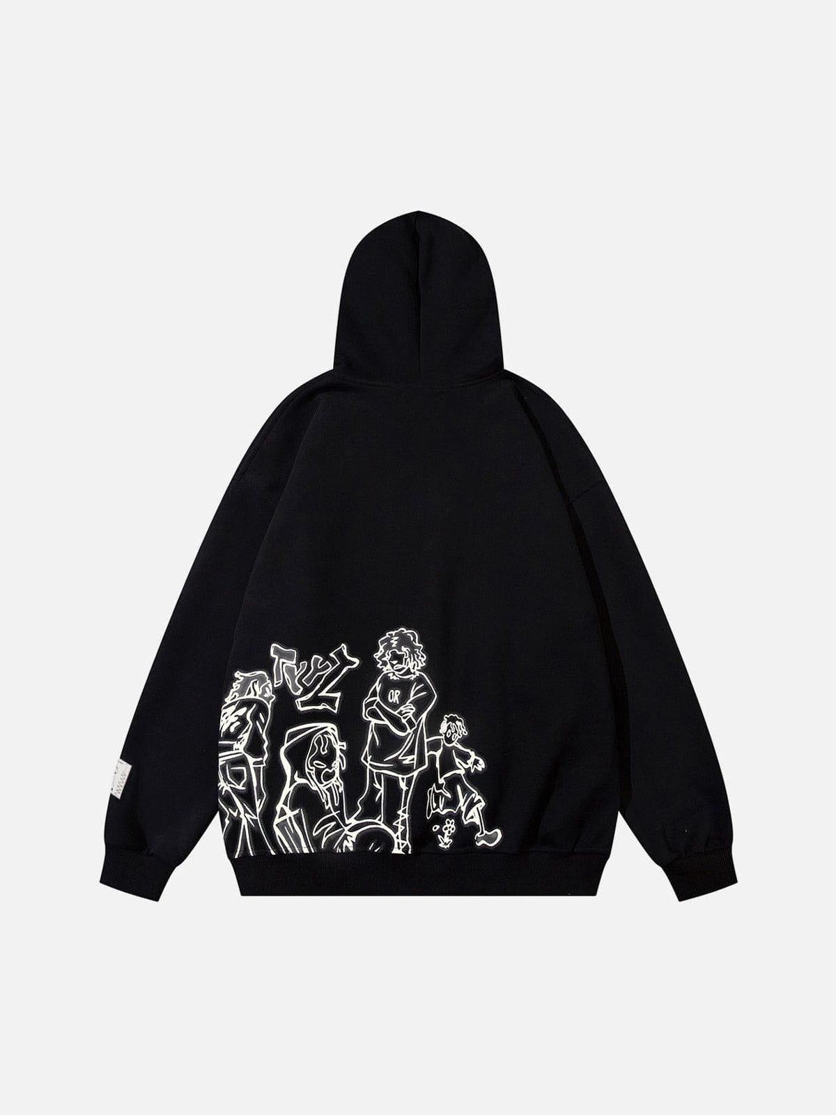 Aelfric Eden Cartoon Line Character Graphic Hoodie Product Image