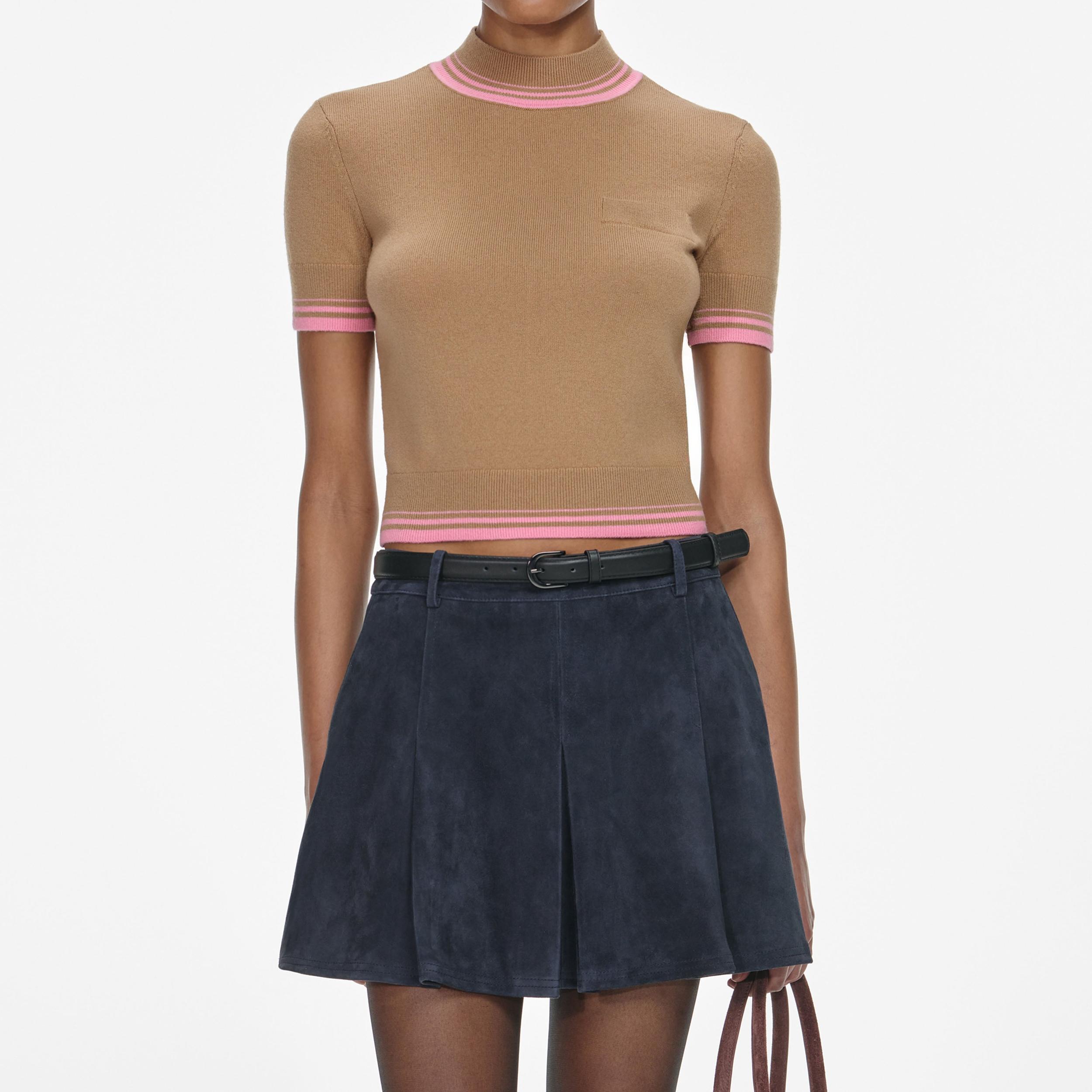 Navy Suede Mini Skirt Product Image