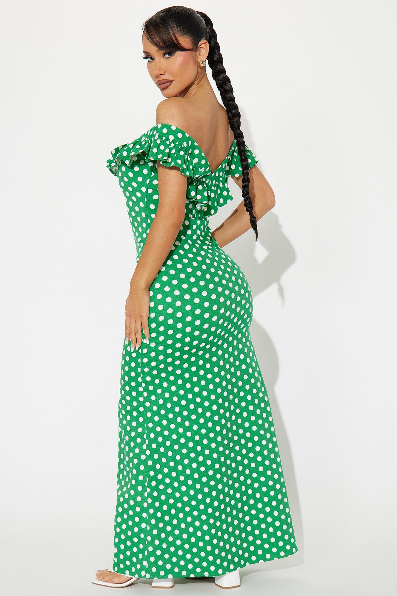 Samantha Polka Dot Maxi Dress - Green/combo Product Image