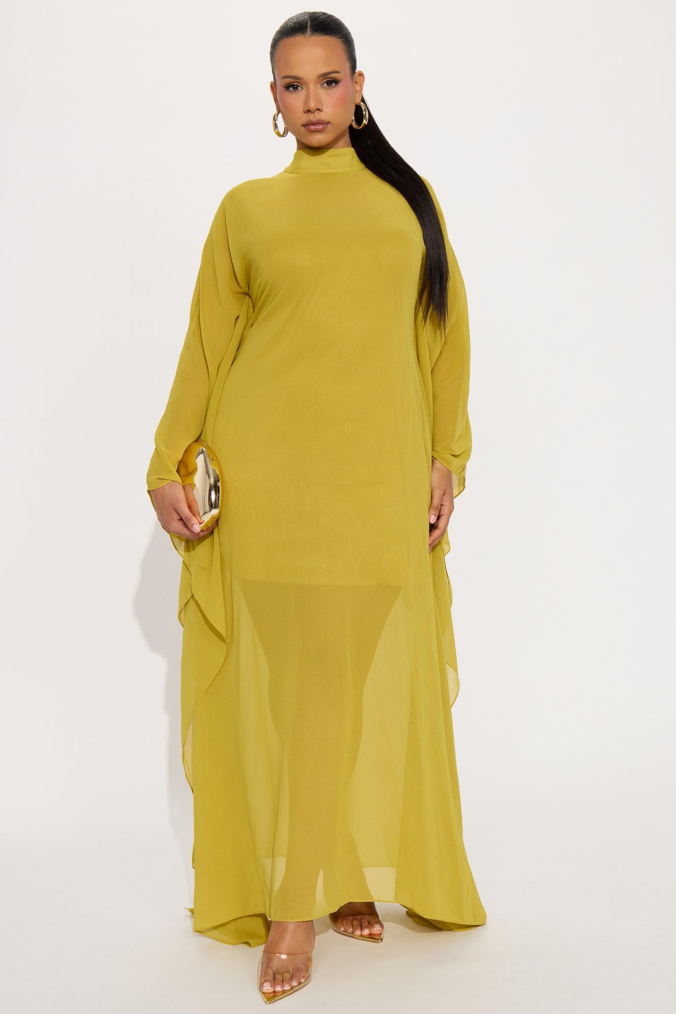 Flying High Chiffon Maxi Dress - Chartreuse Female Product Image