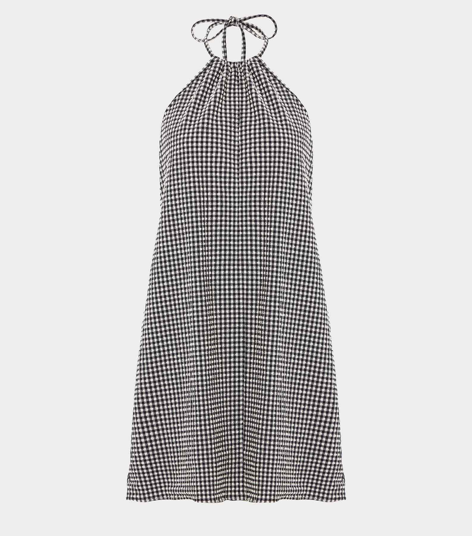 Gingham Seersucker Mini Dress - Black Gingham Product Image