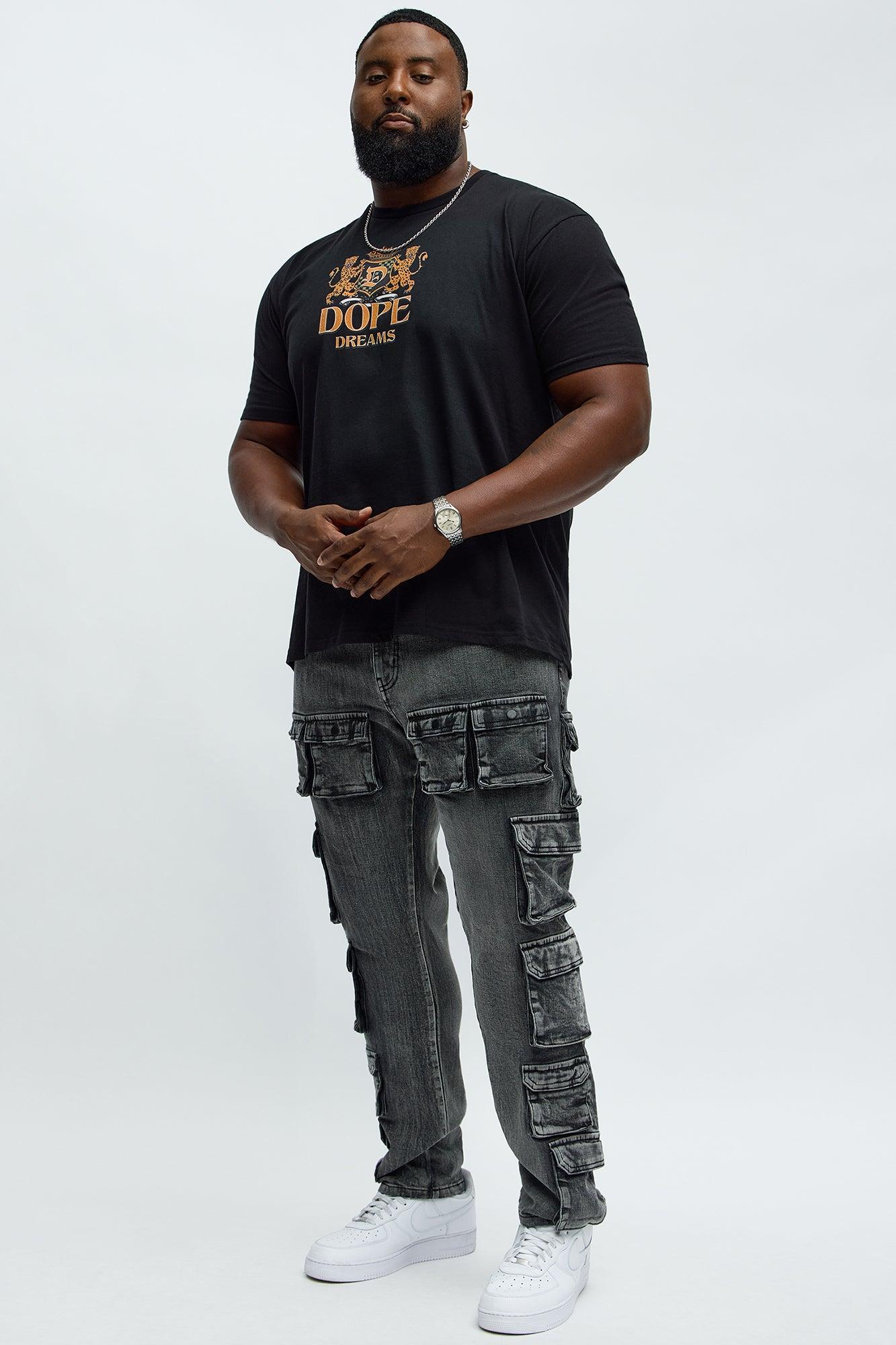 Utility Many Pockets Slim Jeans - Black Wash Male Product Image