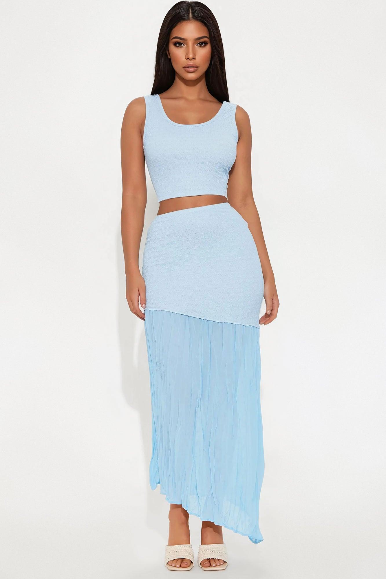 Paradise Found Maxi Skirt Set - Blue Female Product Image