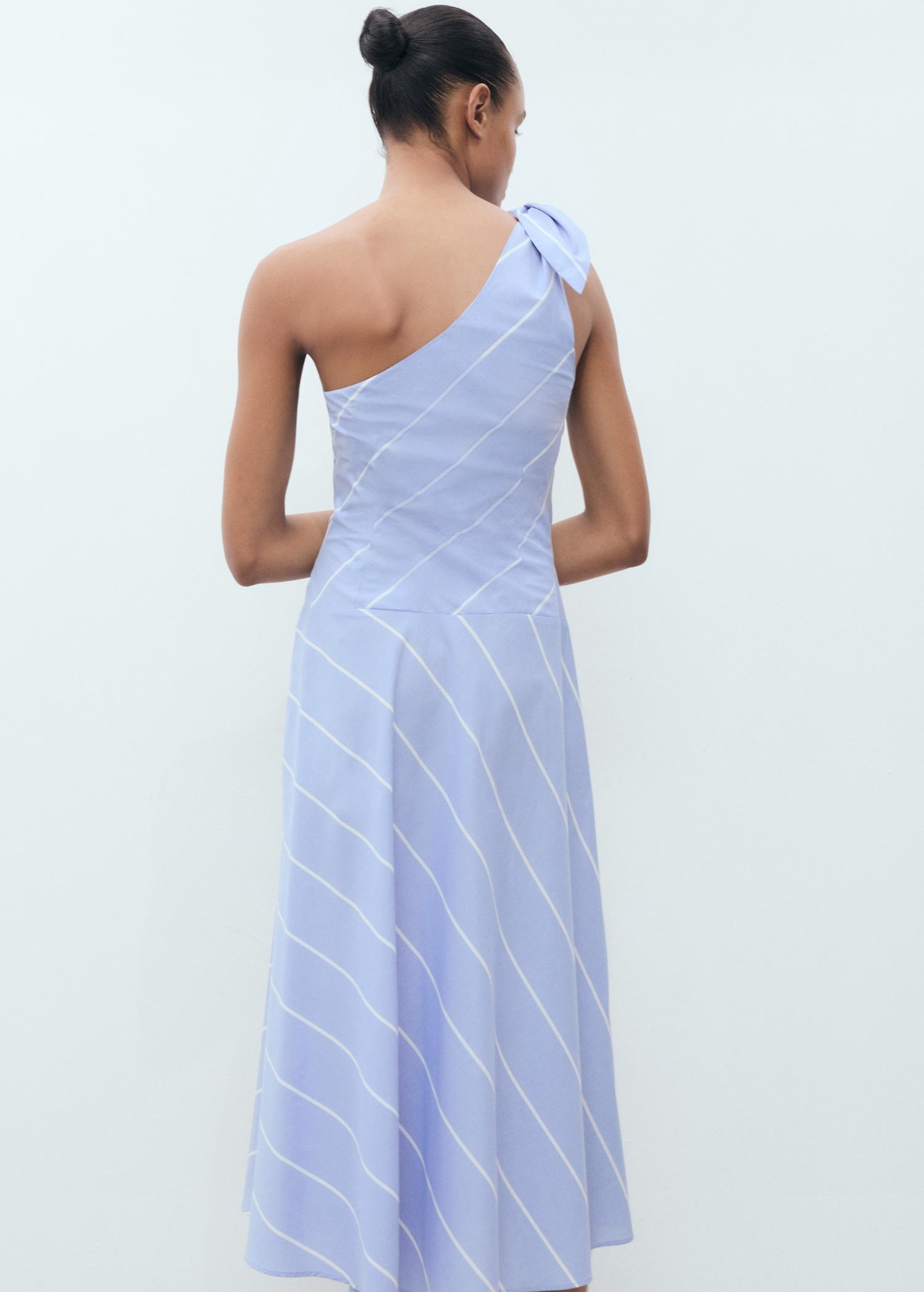 Asymmetrical striped dress with knot - Women | MANGO USA Product Image