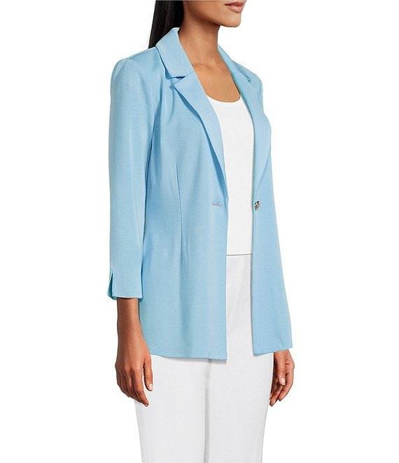 Ming Wang Knit Notch Lapel Bracelet Sleeve Single-Button Jacket Product Image