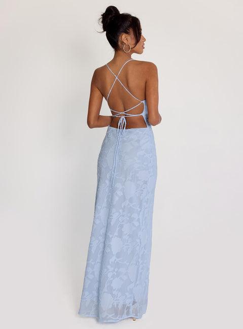 Celena Maxi Dress Blue Burnout Product Image