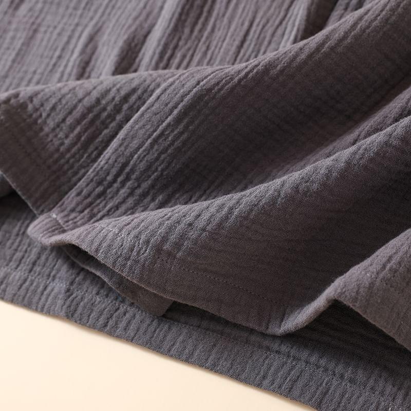 Couple Matching V-Neck Plain Sashed Kimono Robe (Various Designs) Product Image