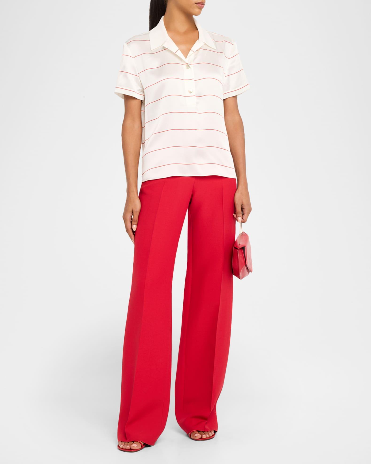 Stripe Knit Collar Polo Shirt Product Image