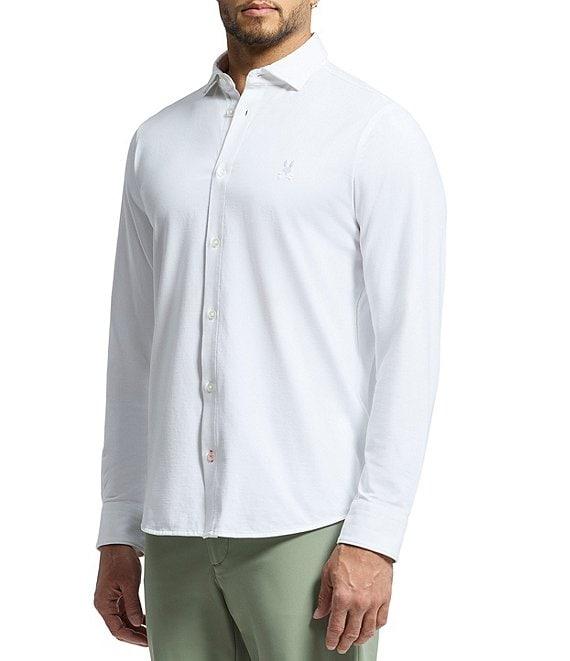 Psycho Bunny Jackson Classic Fit Stretch Knit Spread Collar Solid Dress Shirt Product Image