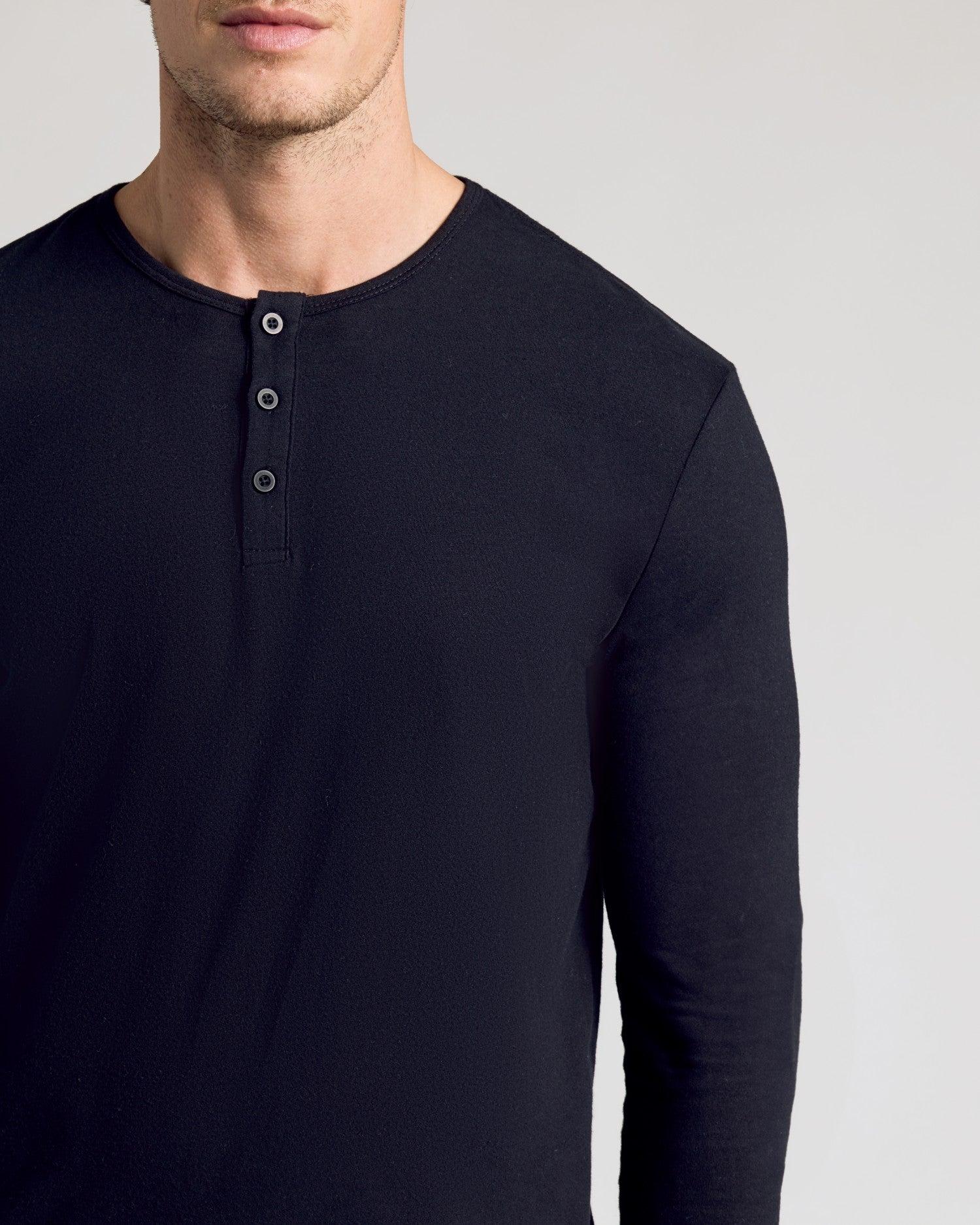 Black Classic Long Sleeve Henley Product Image