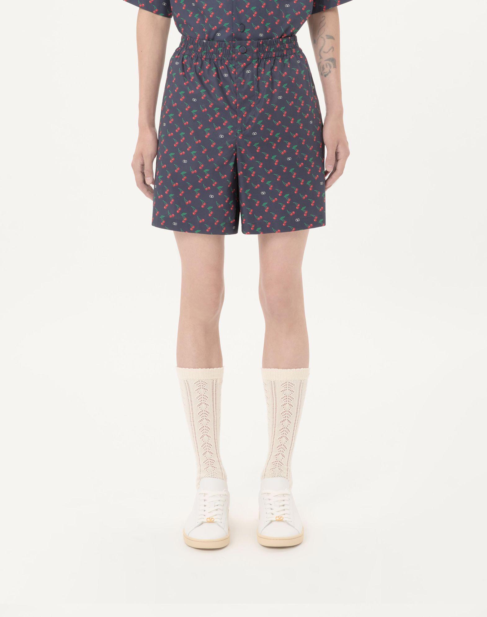 Cotton Poplin Bermuda Shorts With Cherryfic Print Product Image