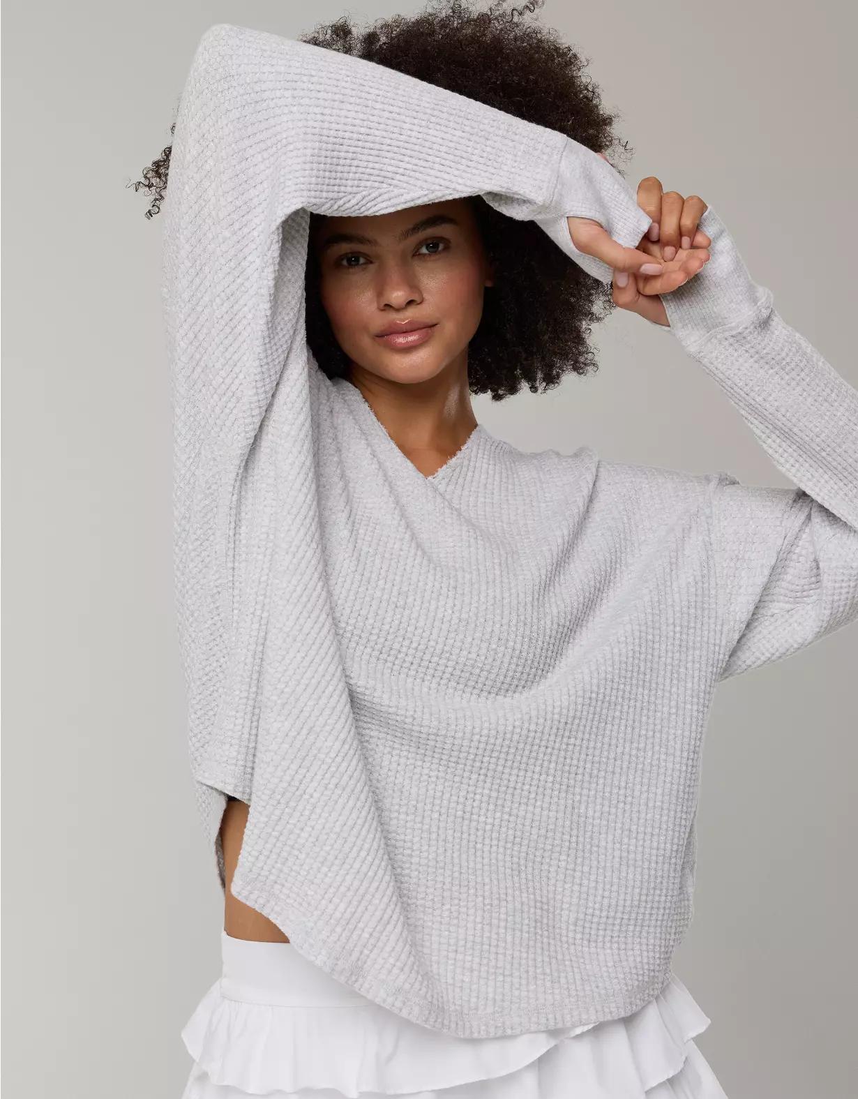 OFFLINE By Aerie Wow! Waffle Notch Neck Long Sleeve T-Shirt Product Image