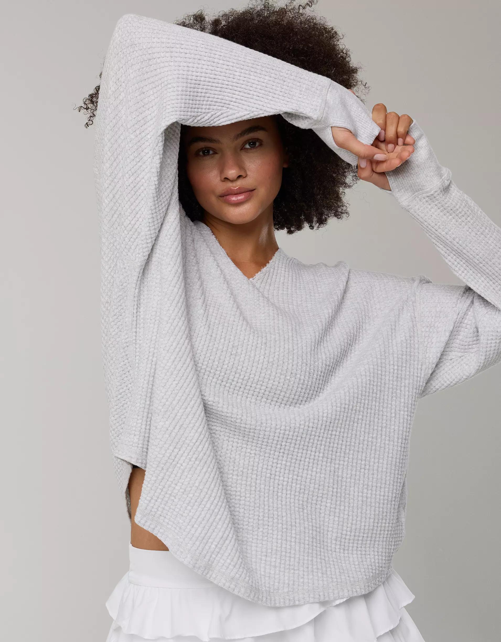 OFFLINE By Aerie Wow! Waffle Notch Neck Long Sleeve T-Shirt Product Image