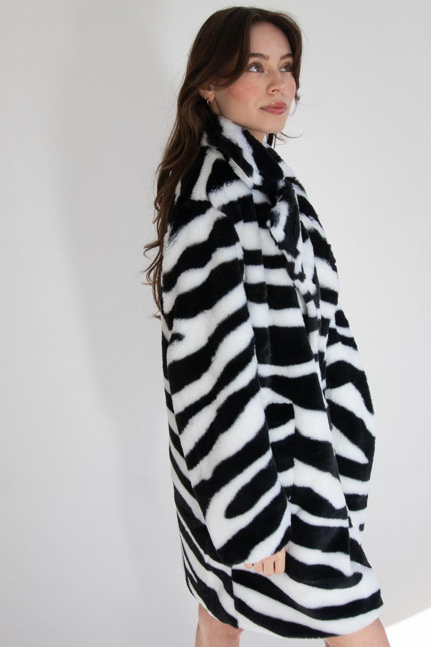 Faux Fur Knee Length Coat Product Image