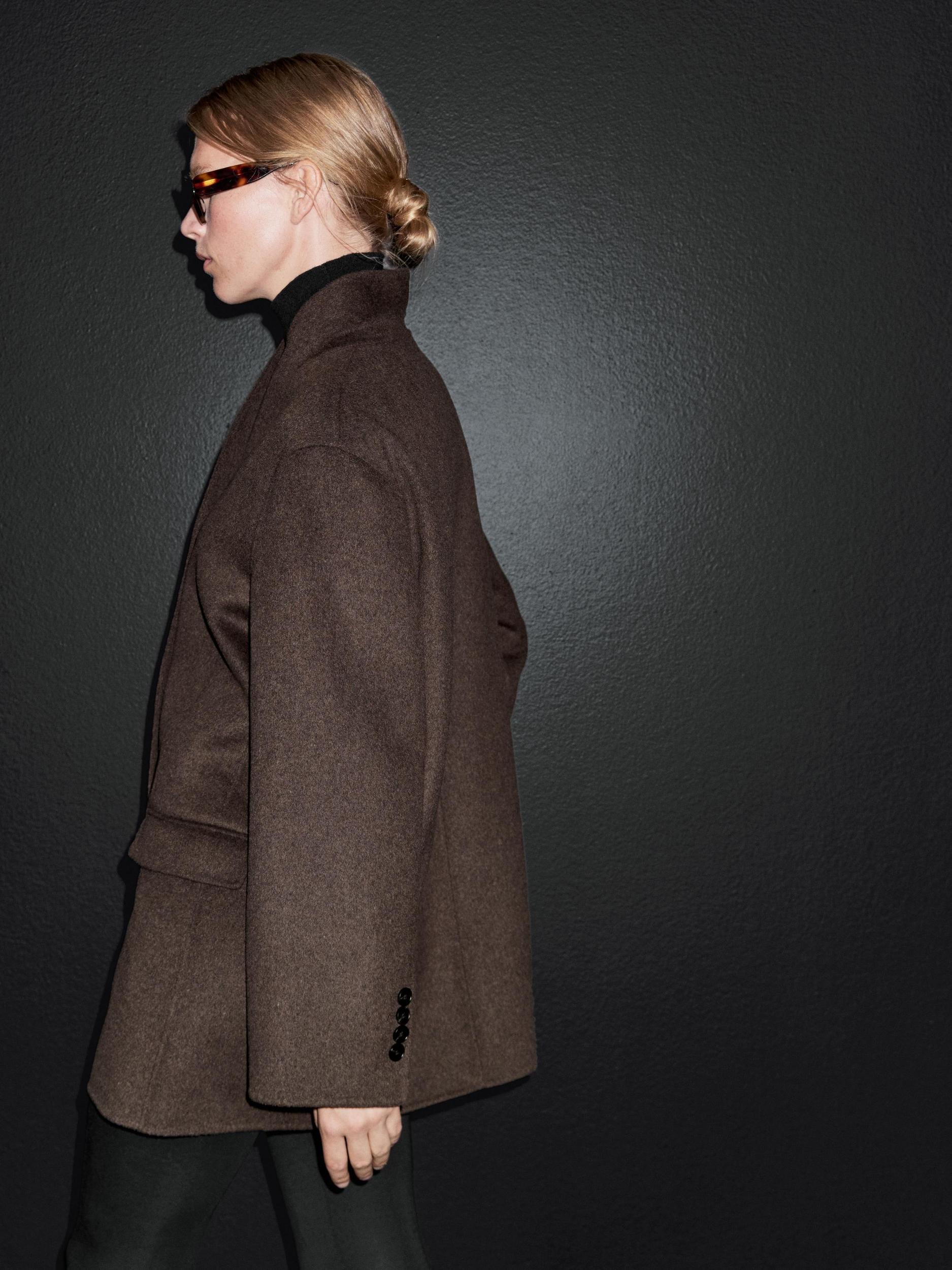 Wool blend coat with tuxedo collar Product Image