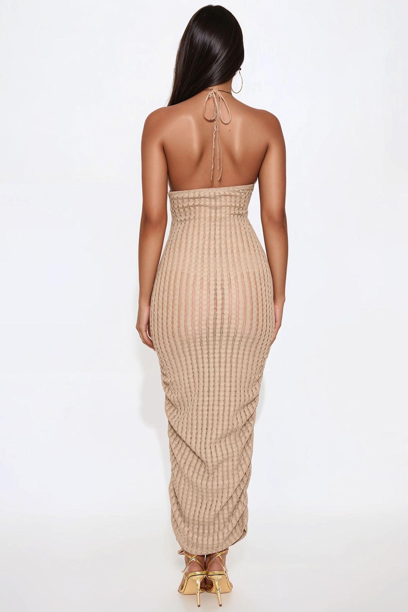 Wendy Textured Maxi Dress - Nude Product Image