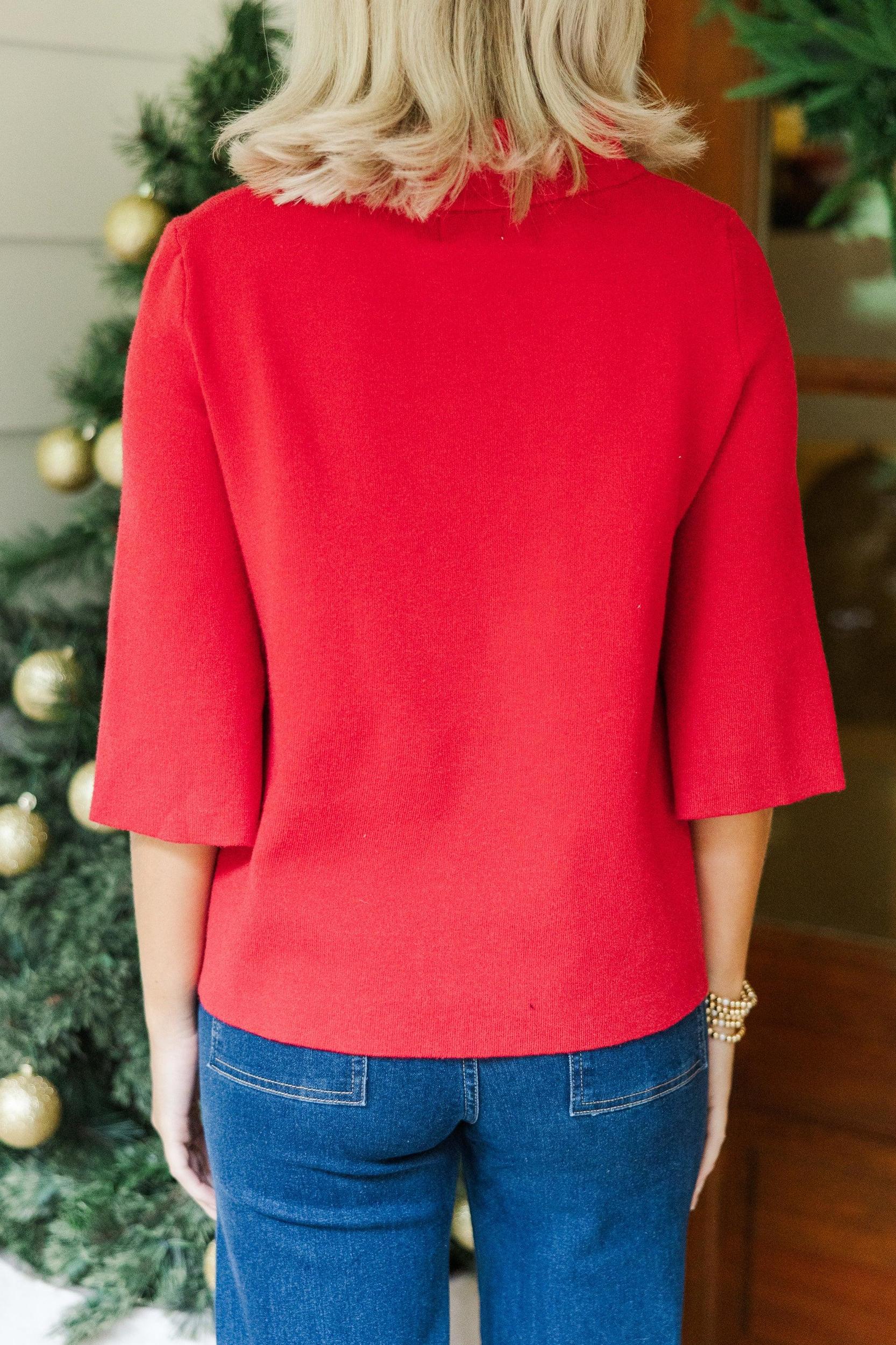 Just A Feeling Red Mock Neck Sweater Female Product Image