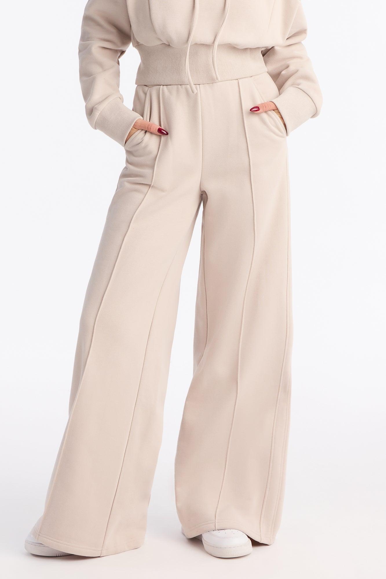 Classic Comfort Wide Leg Pant Set - Taupe Female Product Image