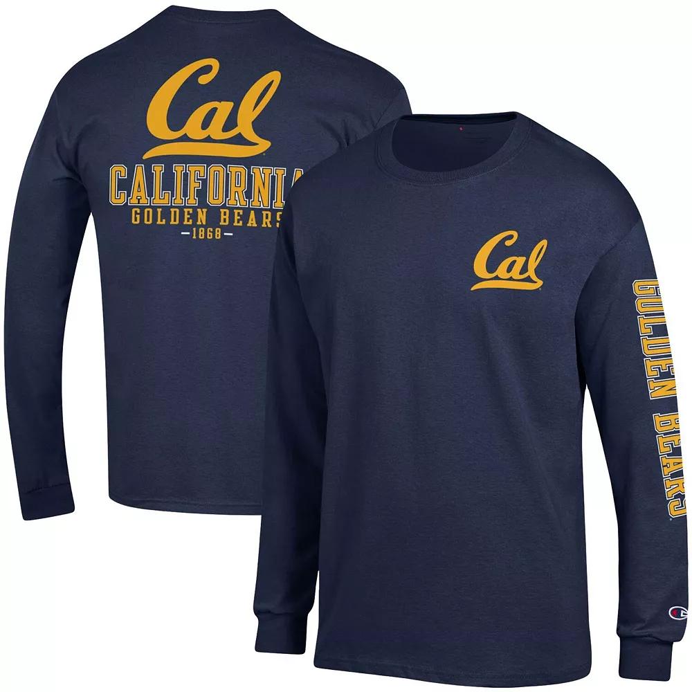 Men's Champion Navy Cal Bears Team Stack Long Sleeve T-Shirt,  Product Image