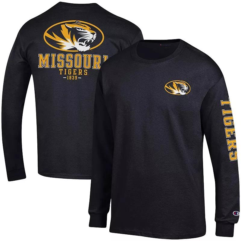 Men's Champion Black Missouri Tigers Team Stack Long Sleeve T-Shirt,  Product Image