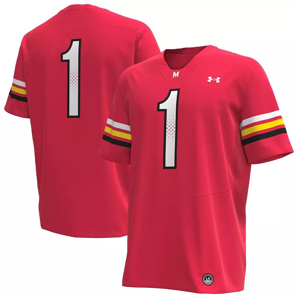 Men's Under Armour #1 Red Maryland Terrapins Replica Football Jersey,  Product Image