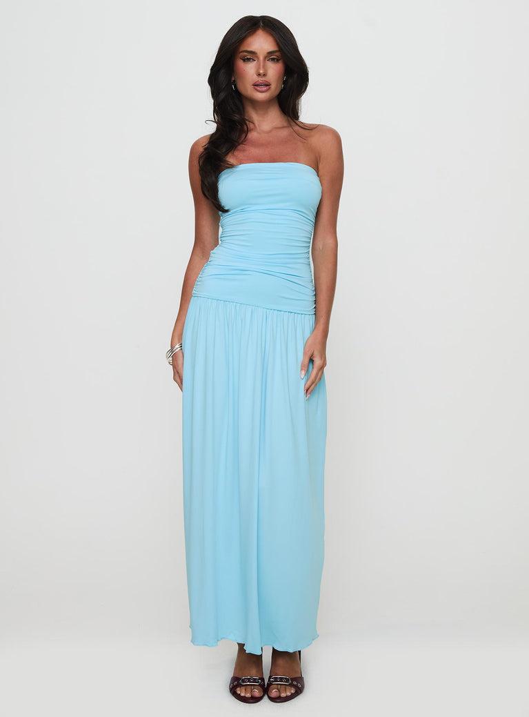 Glorie Strapless Maxi Dress Light Blue Petite Product Image