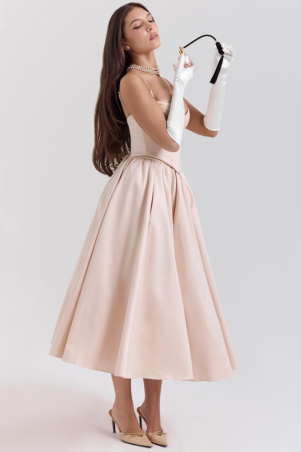 Perfect  peach satin corset and skirt - sale Product Image