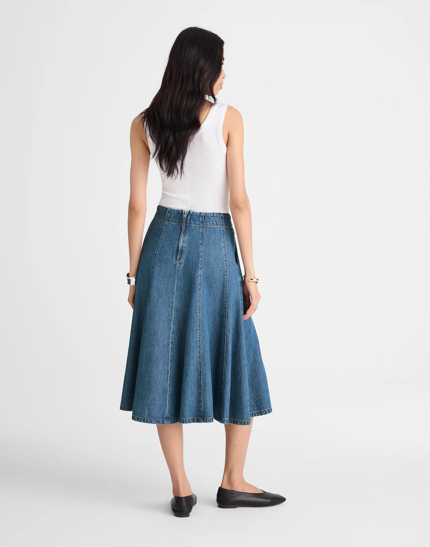 Flared Denim Midi Skirt: Airy Denim Edition Product Image