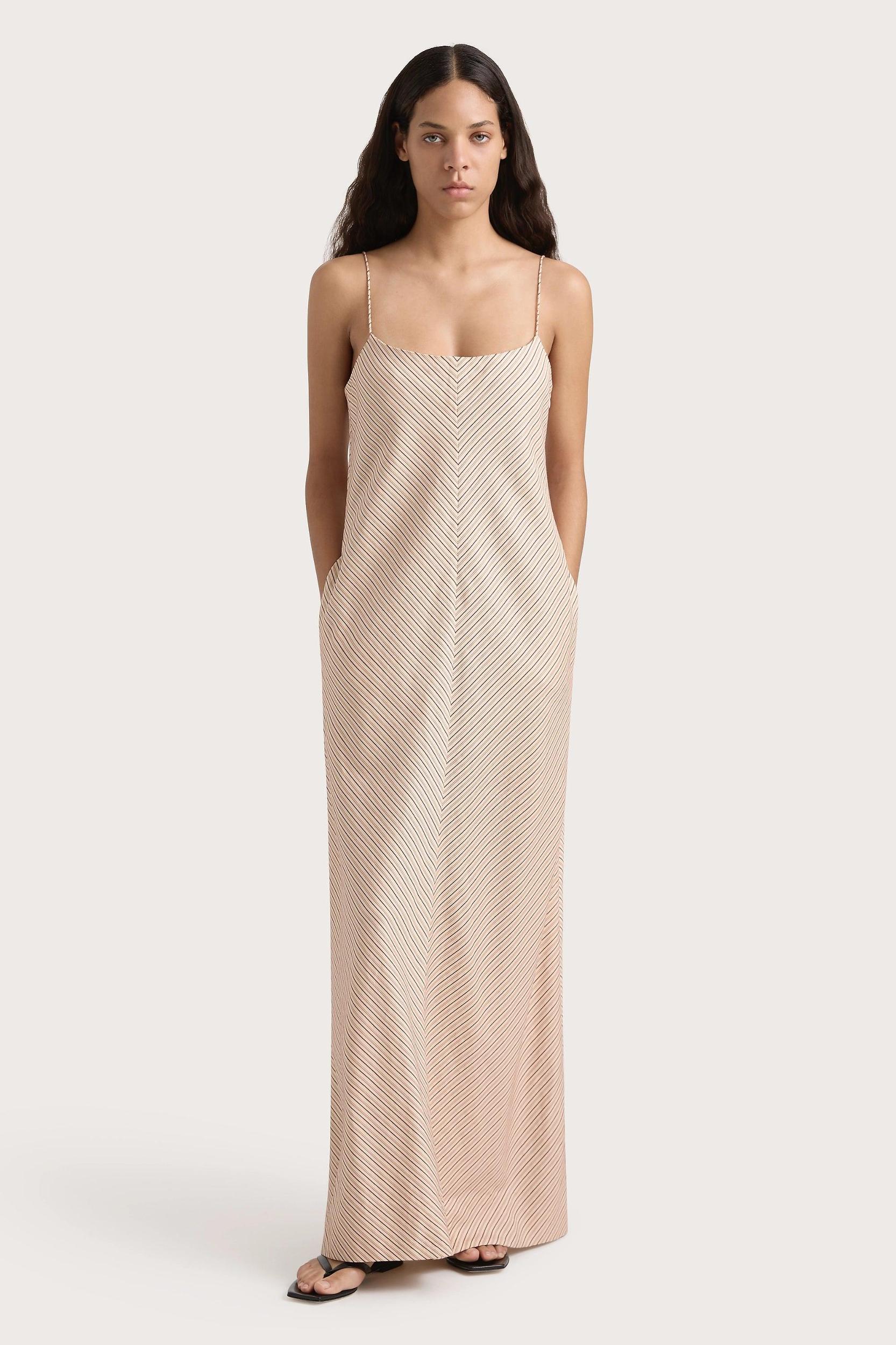 Elyna Maxi Dress Pinstripe Garnet Blush - Final Sale Product Image