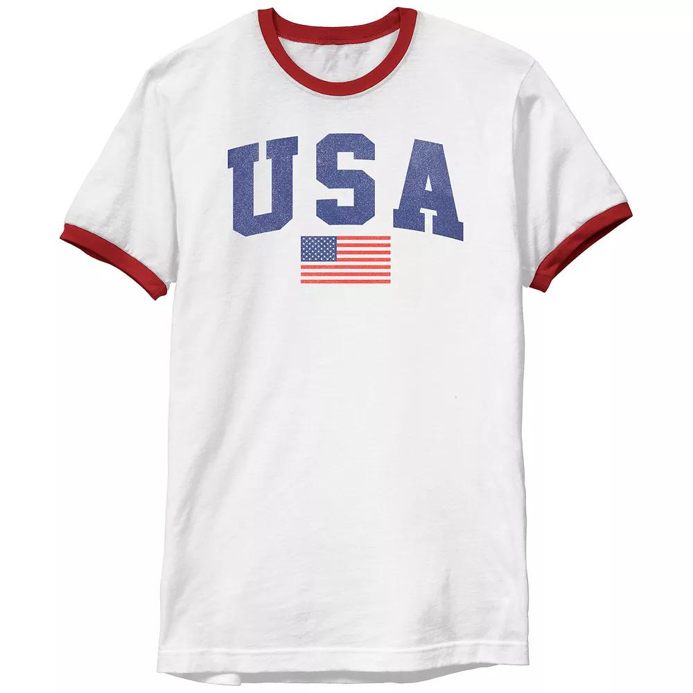 Men's USA Flag Ringer Graphic Tee,  Product Image