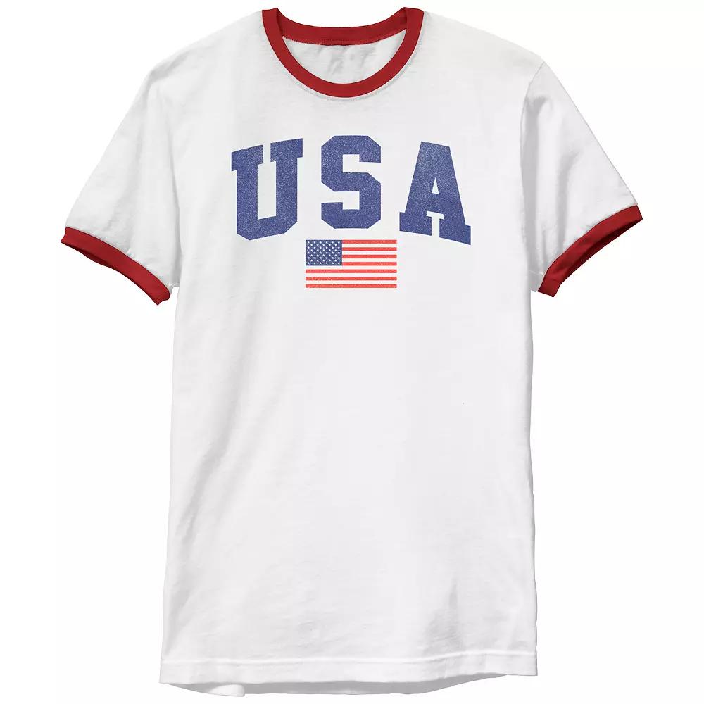 Men's USA Flag Ringer Graphic Tee,  Product Image