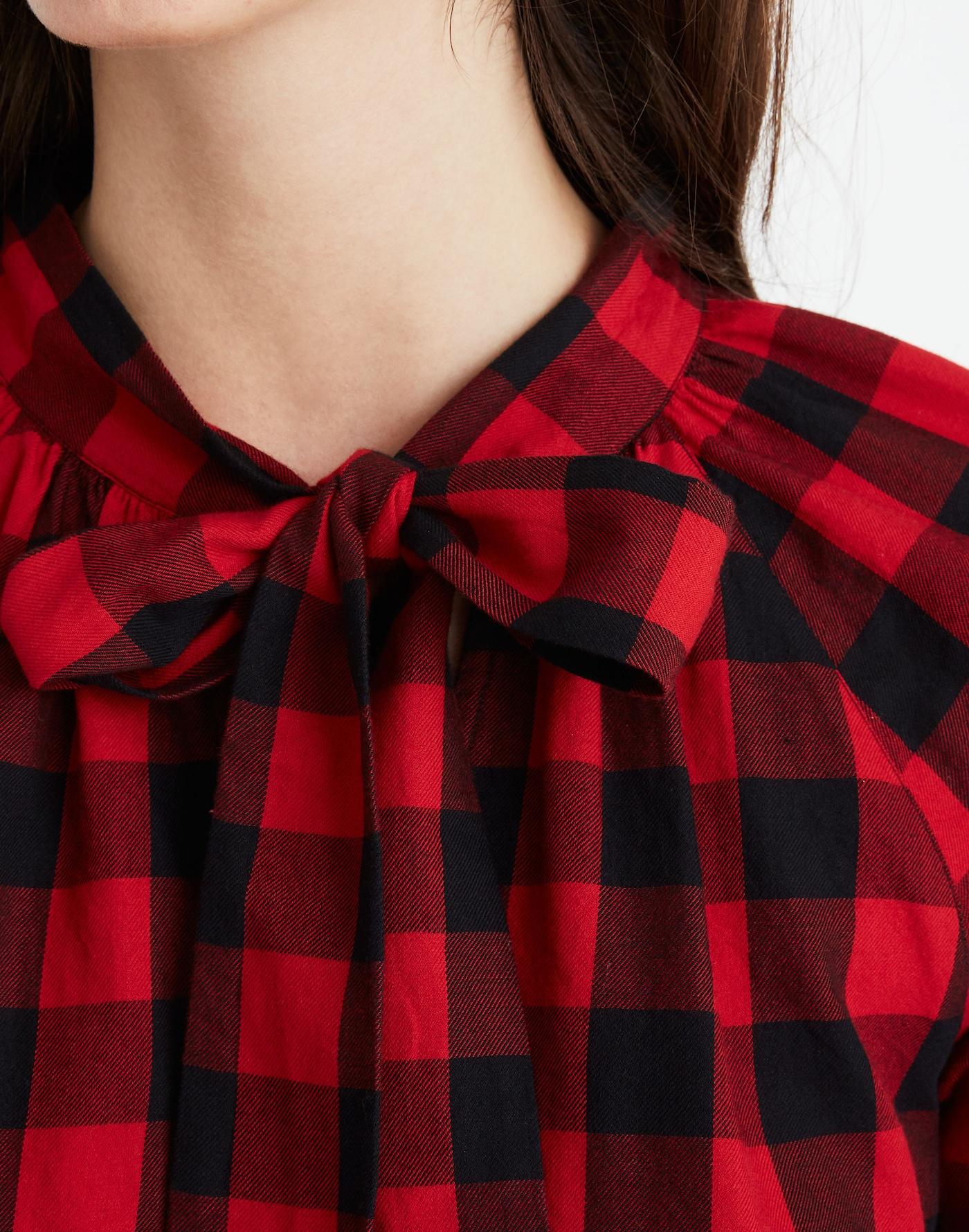 Tie-Neck Popover Shirt in Buffalo Check Product Image